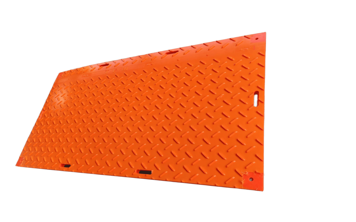 Orange HDPE Ground Mat, slip-resistant mat for heavy equipment support